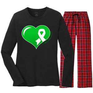 Mental Health Awareness Heart Women's Long Sleeve Flannel Pajama Set 