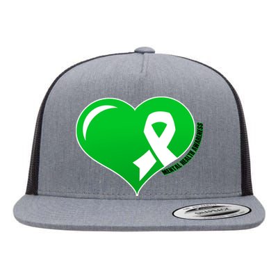 Mental Health Awareness Heart Flat Bill Trucker Hat