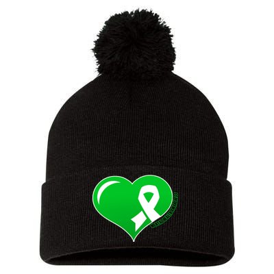 Mental Health Awareness Heart Pom Pom 12in Knit Beanie