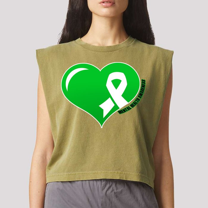 Mental Health Awareness Heart Garment-Dyed Women's Muscle Tee