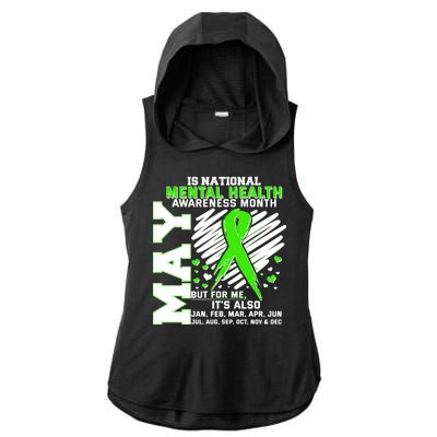 Mental Health Awareness Month Is All Year Long Ladies PosiCharge Tri-Blend Wicking Draft Hoodie Tank