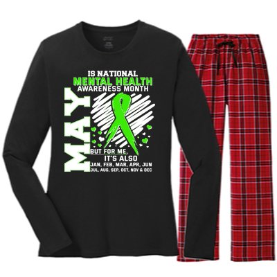 Mental Health Awareness Month Is All Year Long Women's Long Sleeve Flannel Pajama Set 