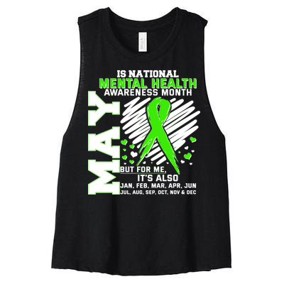 Mental Health Awareness Month Is All Year Long Women's Racerback Cropped Tank