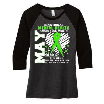 Mental Health Awareness Month Is All Year Long Women's Tri-Blend 3/4-Sleeve Raglan Shirt