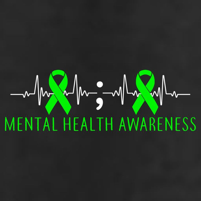 Mental Health Awareness Pulse Ribbon Garment-Dyed Heavyweight T-Shirt