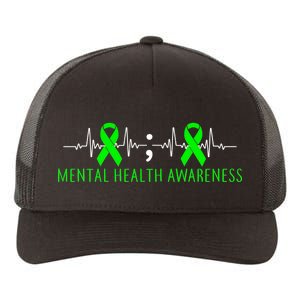 Mental Health Awareness Pulse Ribbon Yupoong Adult 5-Panel Trucker Hat