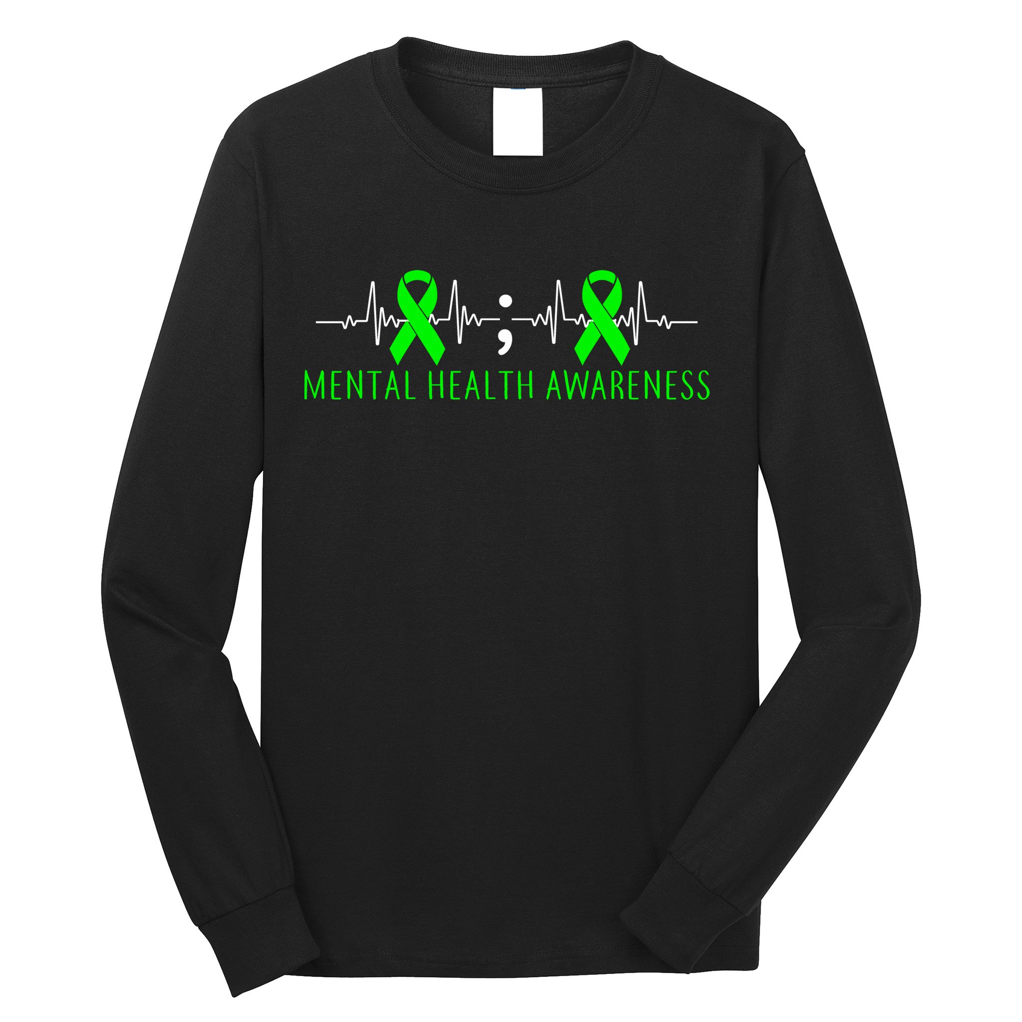 Mental Health Awareness Pulse Ribbon Long Sleeve Shirt