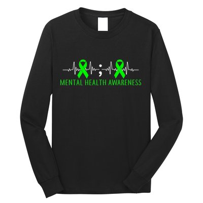 Mental Health Awareness Pulse Ribbon Long Sleeve Shirt