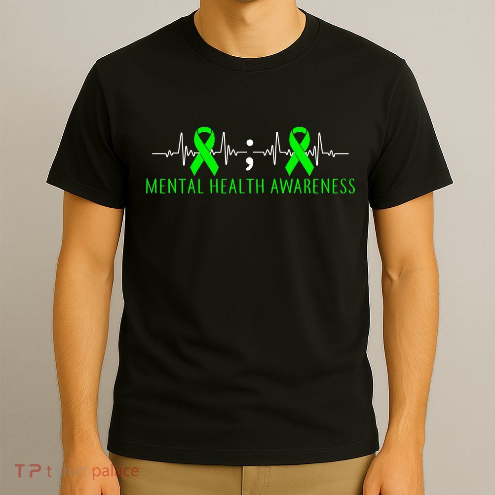 Mental Health Awareness Pulse Ribbon T-Shirt