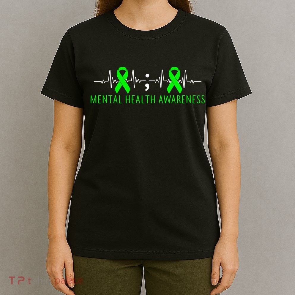 Mental Health Awareness Pulse Ribbon T-Shirt