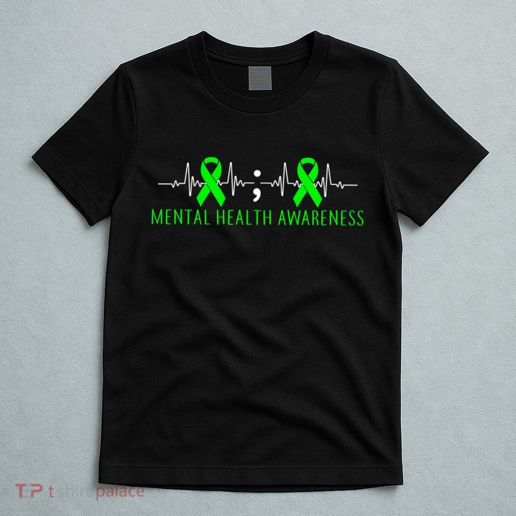 Mental Health Awareness Pulse Ribbon T-Shirt