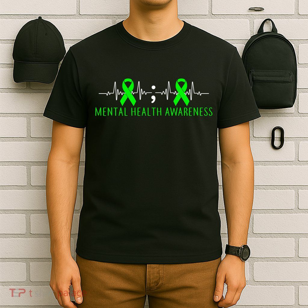 Mental Health Awareness Pulse Ribbon T-Shirt