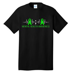 Mental Health Awareness Pulse Ribbon Tall T-Shirt