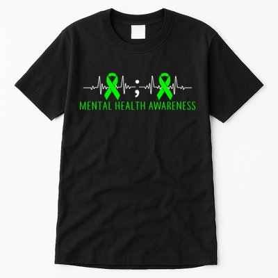 Mental Health Awareness Pulse Ribbon Tall T-Shirt