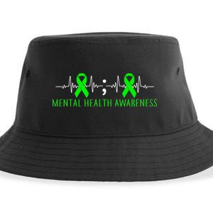 Mental Health Awareness Pulse Ribbon Sustainable Bucket Hat