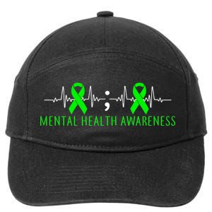 Mental Health Awareness Pulse Ribbon 7-Panel Snapback Hat