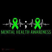 Mental Health Awareness Pulse Ribbon Drawstring Bag