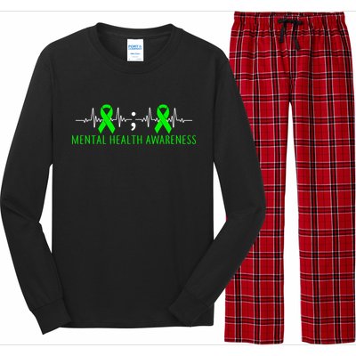 Mental Health Awareness Pulse Ribbon Long Sleeve Pajama Set