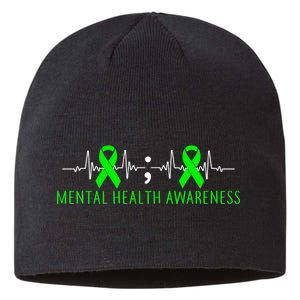 Mental Health Awareness Pulse Ribbon Sustainable Beanie