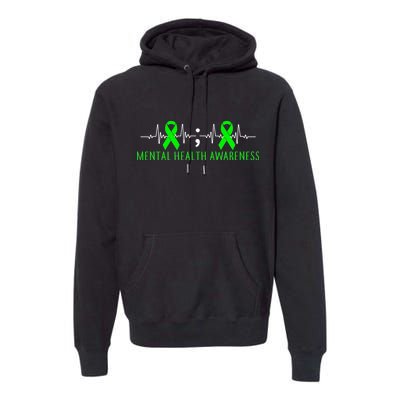 Mental Health Awareness Pulse Ribbon Premium Hoodie