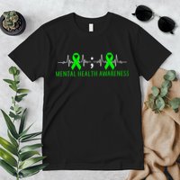 Mental Health Awareness Pulse Ribbon Premium T-Shirt