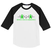 Mental Health Awareness Pulse Ribbon Baseball Sleeve Shirt