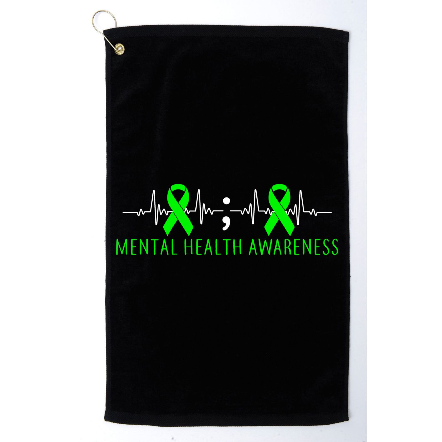 Mental Health Awareness Pulse Ribbon Golf Towel