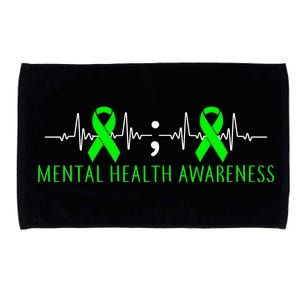 Mental Health Awareness Pulse Ribbon Microfiber Hand Towel