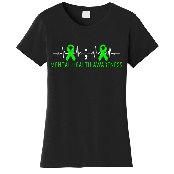 Mental Health Awareness Pulse Ribbon Women's T-Shirt