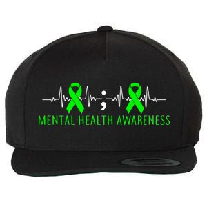 Mental Health Awareness Pulse Ribbon Wool Snapback Cap