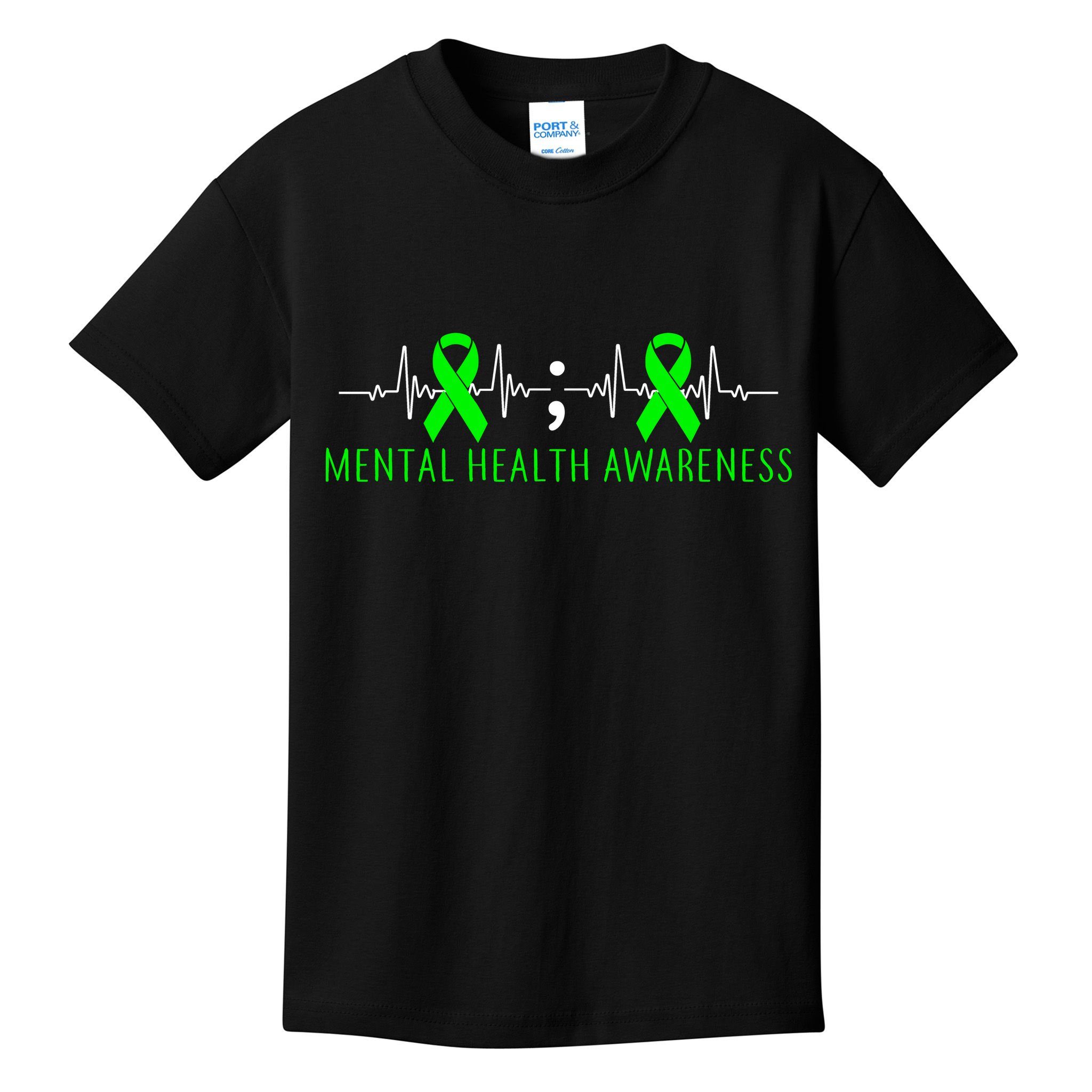 Mental Health Awareness Pulse Ribbon Kids T-Shirt