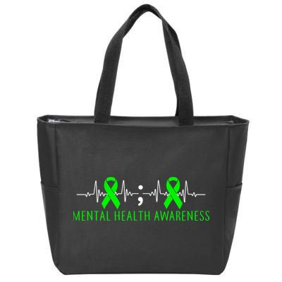 Mental Health Awareness Pulse Ribbon Zip Tote Bag