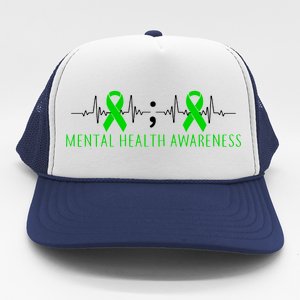 Mental Health Awareness Pulse Ribbon Trucker Hat