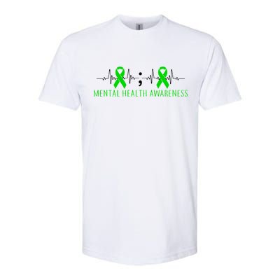 Mental Health Awareness Pulse Ribbon Softstyle CVC T-Shirt