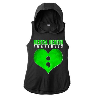 Mental Health Awareness Semicolon Ladies PosiCharge Tri-Blend Wicking Draft Hoodie Tank