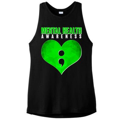 Mental Health Awareness Semicolon Ladies PosiCharge Tri-Blend Wicking Tank