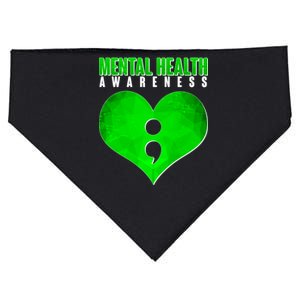 Mental Health Awareness Semicolon USA-Made Doggie Bandana