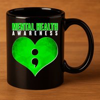 Mental Health Awareness Semicolon 11oz C Handle Ceramic Mug