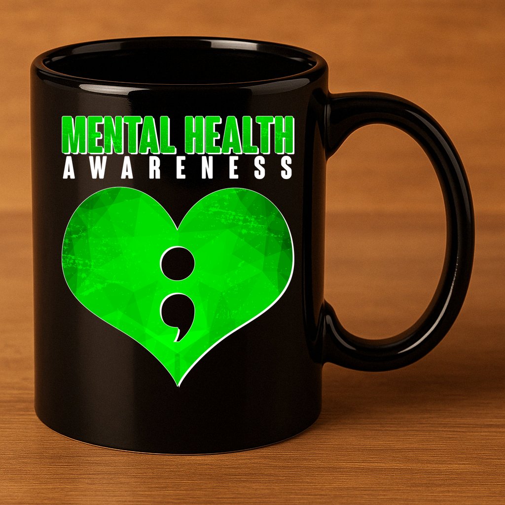 Mental Health Awareness Semicolon 11oz C Handle Ceramic Mug