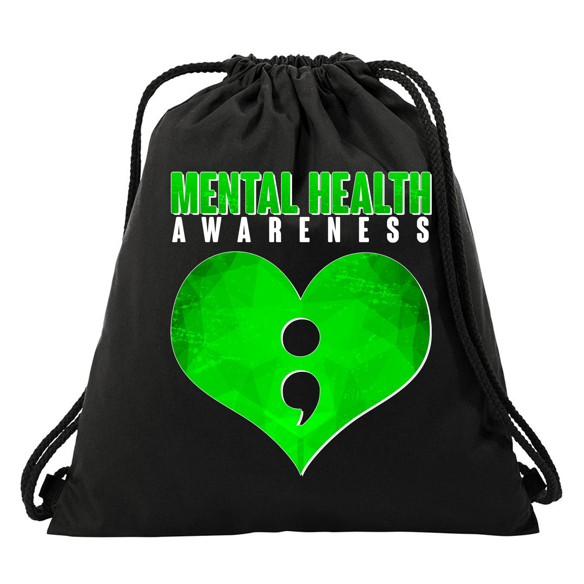 Mental Health Awareness Semicolon Drawstring Bag