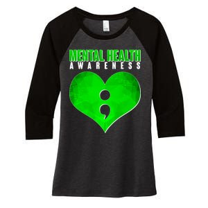 Mental Health Awareness Semicolon Women's Tri-Blend 3/4-Sleeve Raglan Shirt