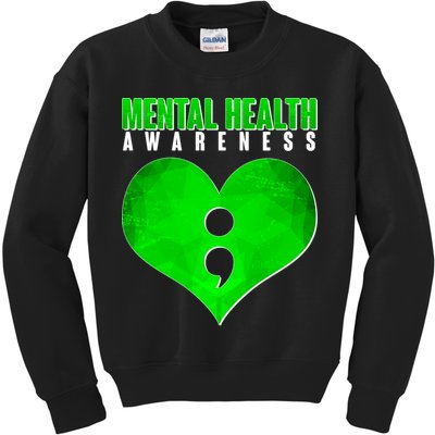 Mental Health Awareness Semicolon Kids Sweatshirt