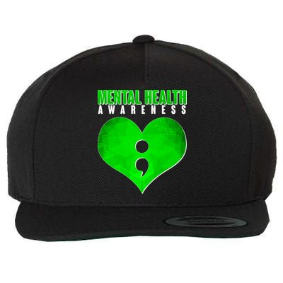 Mental Health Awareness Semicolon Wool Snapback Cap