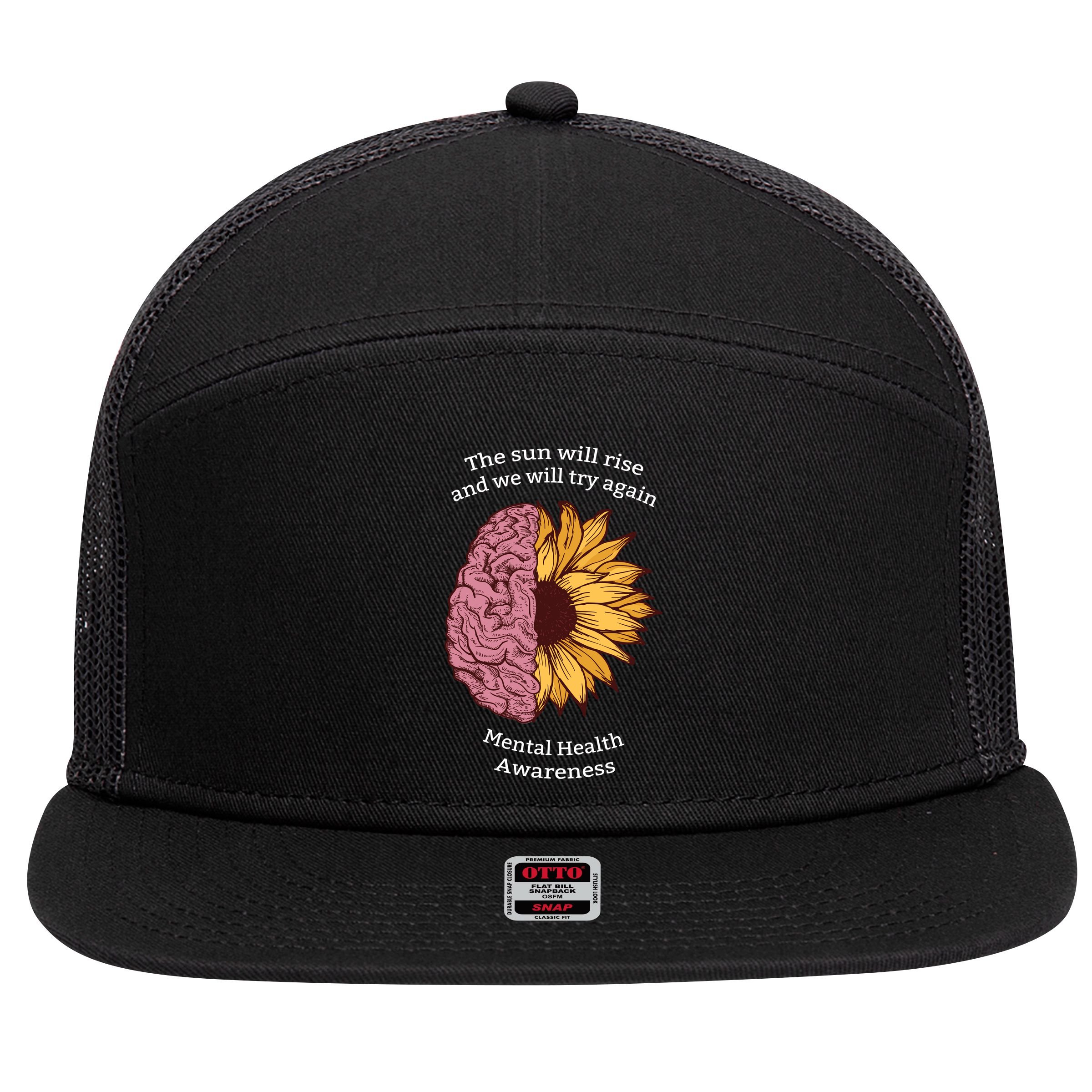 Mental Health Awareness Sun Will Rise 7 Panel Mesh Trucker Snapback Hat