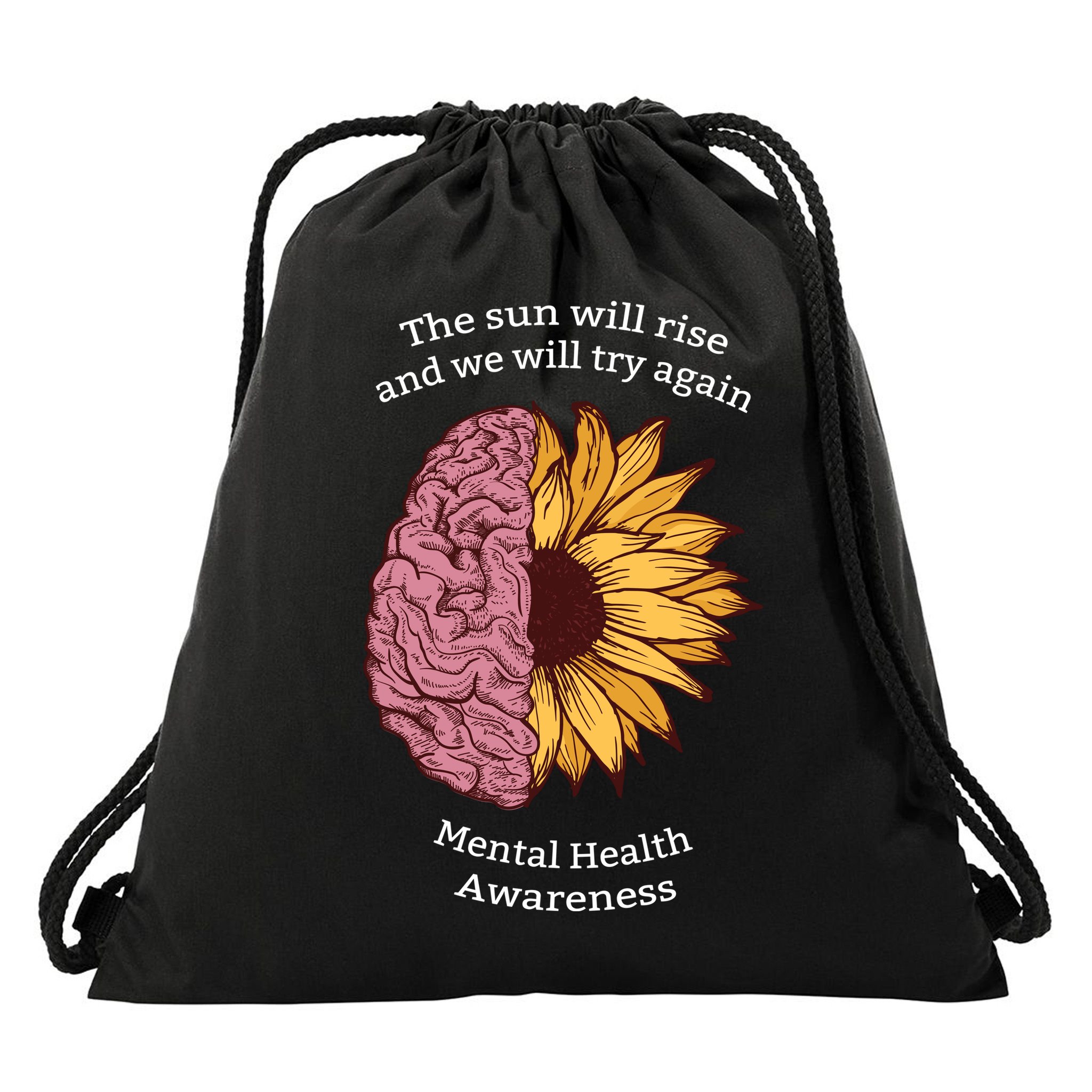 Mental Health Awareness Sun Will Rise Drawstring Bag