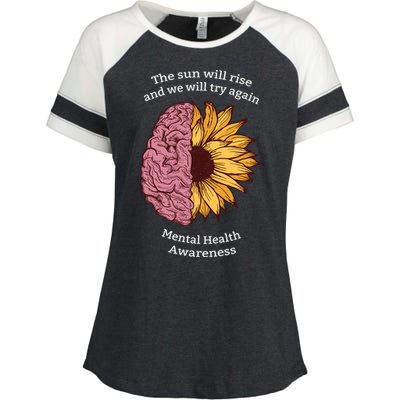 Mental Health Awareness Sun Will Rise Enza Ladies Jersey Colorblock Tee