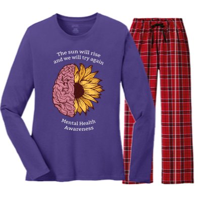 Mental Health Awareness Sun Will Rise Women's Long Sleeve Flannel Pajama Set 