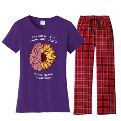 Mental Health Awareness Sun Will Rise Women's Flannel Pajama Set