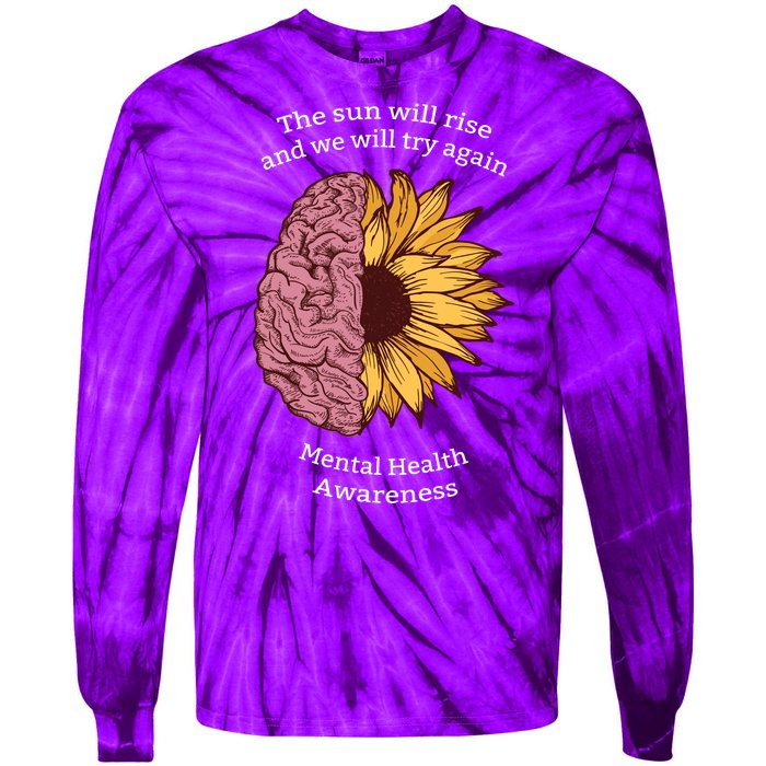 Mental Health Awareness Sun Will Rise Tie-Dye Long Sleeve Shirt