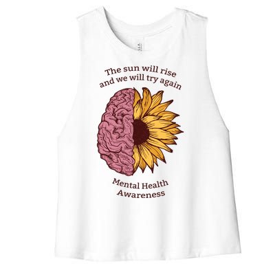 Mental Health Awareness Sun Will Rise Women's Racerback Cropped Tank